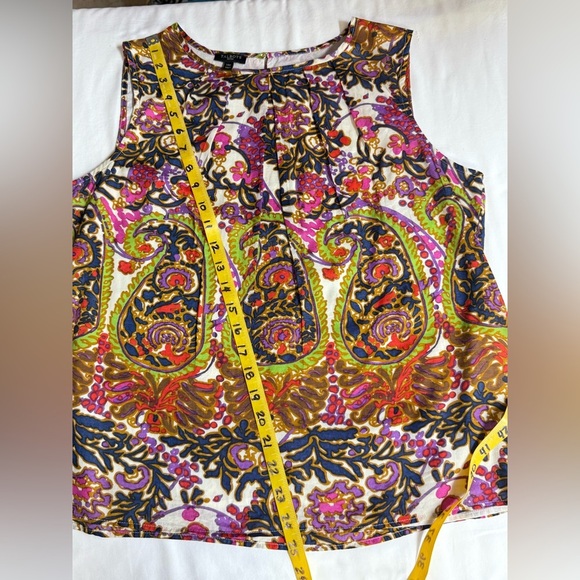 Talbots navy and pink paisley print sleeveless top size 14P - Picture 12 of 12
